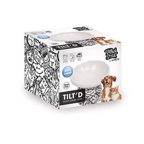 Urban Style Seramik Kedi Mama ve Su Kab� Siyah Beyaz 150 Ml 10,5x10,6x8 Cm