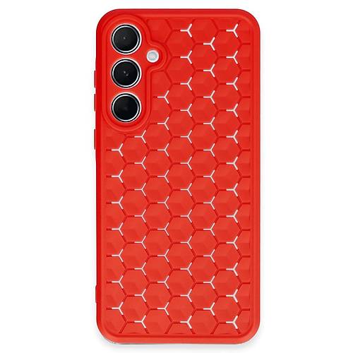 Galaxy A25 5G K�l�f Petek Silikon Kapak - K�rm�z�