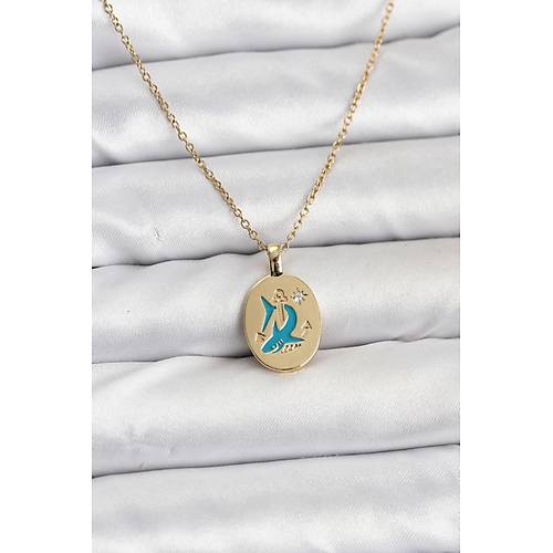 316L �elik Zincir Gold Renk Shark Fig�r Kad�n Kolye