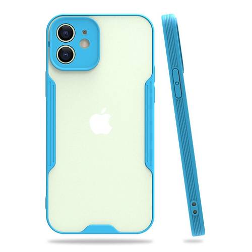 iPhone 12 K�l�f Platin Silikon - Mavi
