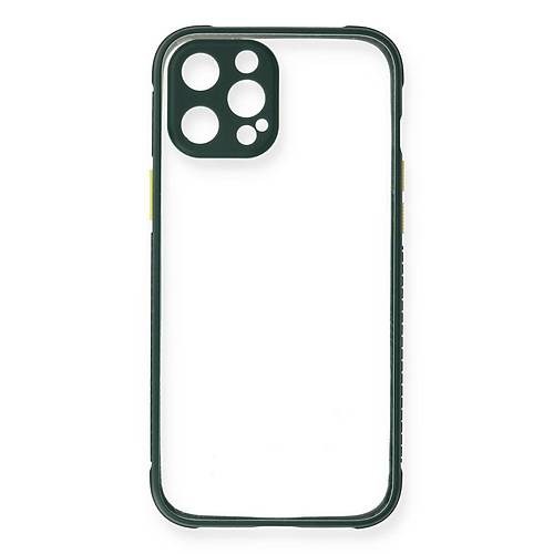 iPhone 12 Pro K�l�f Miami �effaf Silikon - Koyu Ye�il