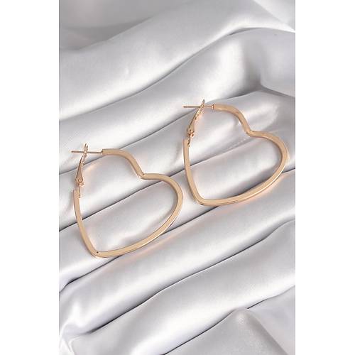 Pirin� Gold Renk Kalp Model Kad�n K�pe