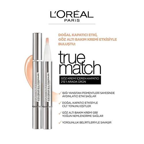 True Match G�z Kremi ��eren Kapat�c� 2si 1 Arada 3-5,5R