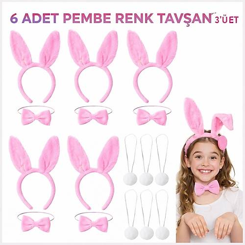 Full Pembe Renk Tav�an Sahne Seti 6'l� Set Ta� Papyon Kuyruk