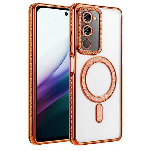 Redmi 15 4G Joke Simli Magneticsafe K�l�f - Turuncu