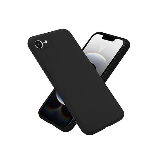 iPhone 16E K�l�f Nano i�i Kadife Silikon - Siyah