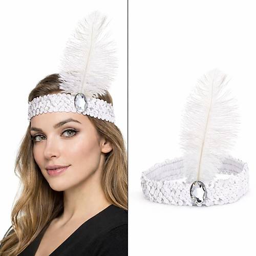 Beyaz T�yl� Retro �arliston Sa� Band� - 70-80-90�lar Parti Tac�