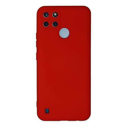 Realme C25Y K�l�f Nano i�i Kadife Silikon - K�rm�z�