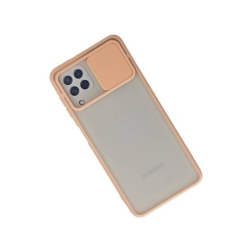 Galaxy A22 K�l�f Palm Buzlu Kamera S�rg�l� Silikon - Pembe
