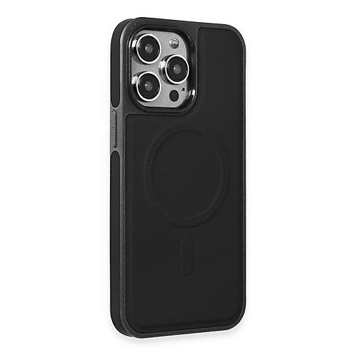 iPhone 15 Pro Max K�l�f Ozzi Magsafe Deri Kapak - Siyah