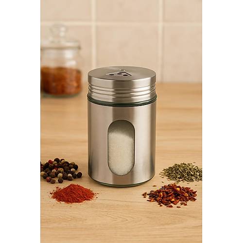 Metal Tuzluk Biberlik Baharatl�k 200 ml Gri