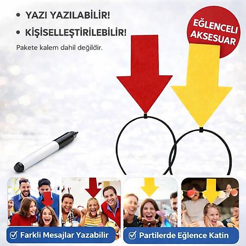 Ki�iselle�tirilebilir Ok ��aretli Mesaj Tac� (2�li Set Sar�-K�rm�z�)