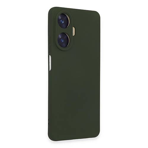 Realme C55 K�l�f Nano i�i Kadife Silikon - Koyu Ye�il