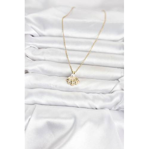 316L �elik Zincir Gold Renk Deniz Kabu�u Model Kad�n Kolye