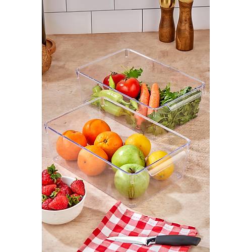 2'li B�y�k Boy Kapaks�z Dolap ��i Organizeri & K�r�lmaz D�zenleyici Kutu (6,5Lt)