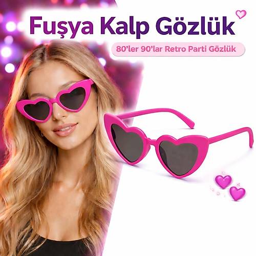 Fu�ya Retro Kalp G�zl�k � 80�ler 90�lar Stil Parti G�zl���