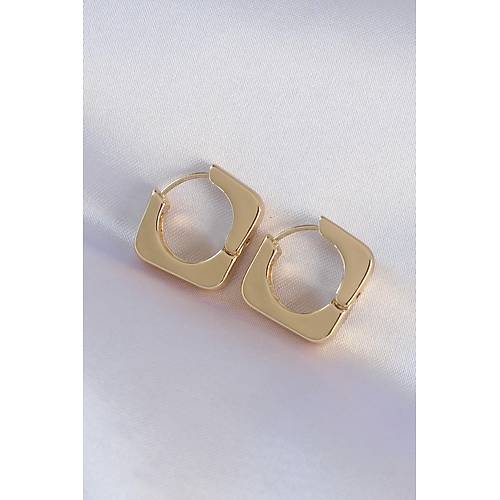 Pirin� Gold Renk Kare K�pe