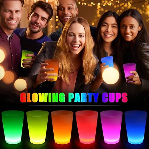 Glow Partisi Bardaklar� 6 Renk 6 Adet 1.5 oz 4.5 x 6.5 cm