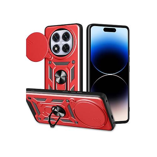 Redmi Note 14 Pro Plus K�l�f Pars Lens Y�z�kl� Silikon - K�rm�z�