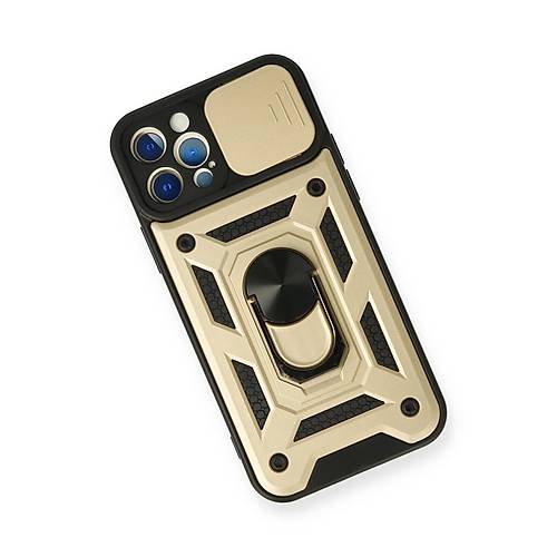 iPhone 12 Pro K�l�f Pars Lens Y�z�kl� Silikon - Gold