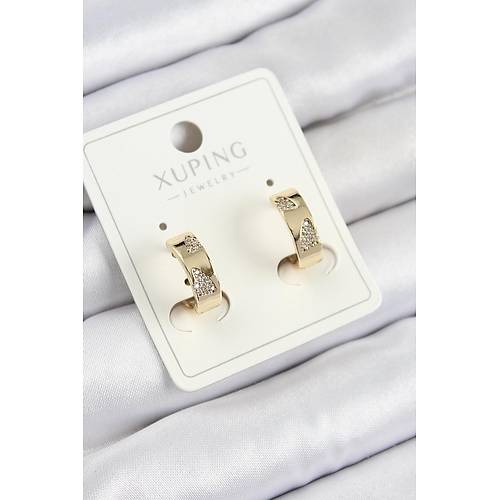 Xuping Zirkon Ta�l� Desenli Halka Model Gold Renk Kad�n K�pe