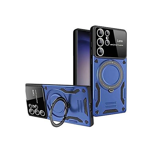 Galaxy S25 Ultra K�l�f Joy Lens Standl� Kapak - Lacivert