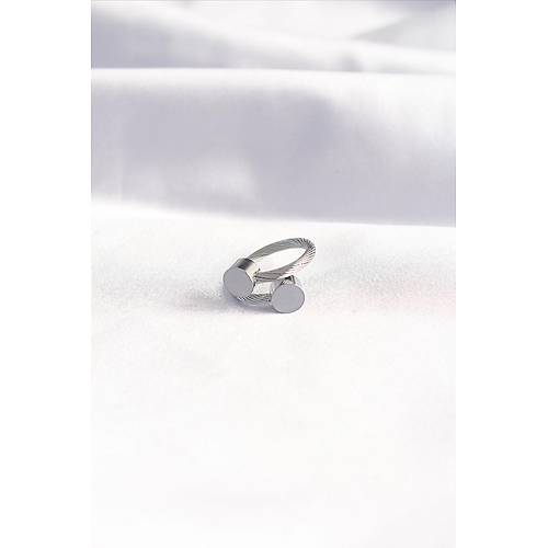 316L �elik G�m�� Renk Oval Aksesuarl� Burgu Model Bileklik ve Y�z�k Kombini