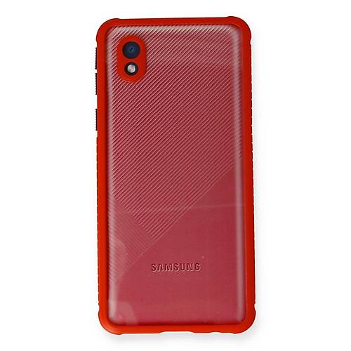 Galaxy A01 Core K�l�f Miami �effaf Silikon - K�rm�z�