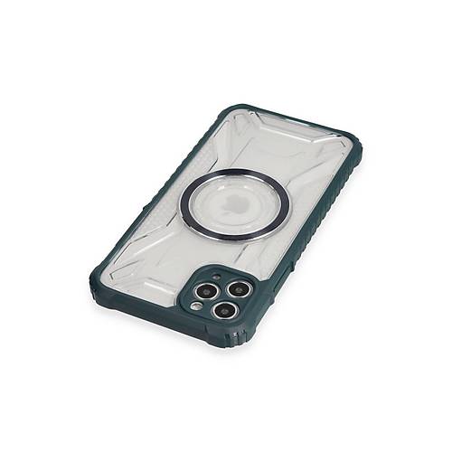 iPhone 11 Pro Max K�l�f Prag Magneticsafe Kapak - Koyu Ye�il