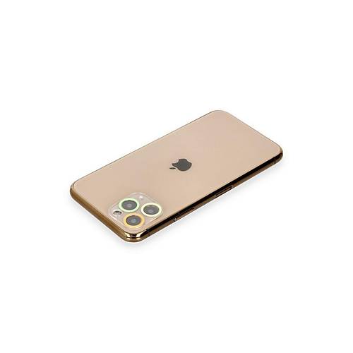 iPhone 11 Pro Renkli Kamera Lens Koruma Cam - Sar�-Turuncu