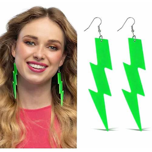 80�ler 90'lar Retro Neon Ye�il �im�ek K�pe 10 cm