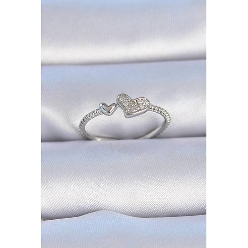 Pirin� G�m�� Renk Zirkon Ta�l� Kalp Model Kad�n Y�z�k