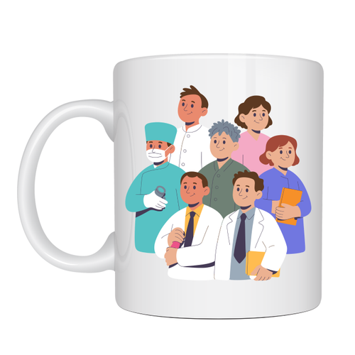 Sa�l�k �al��anlar� Temal� Porselen Kupa MODEL 166 � Doktor Hem�ire Tasar�ml� Hediye Kahve Kupas� � Sa�l�k��ya Anlaml� Hediye