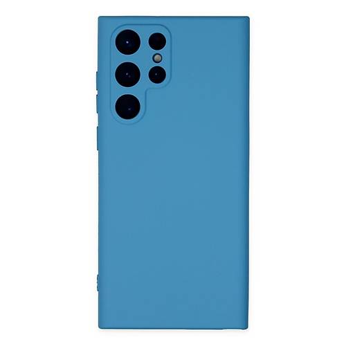 Galaxy S22 Ultra K�l�f Nano i�i Kadife Silikon - Mavi