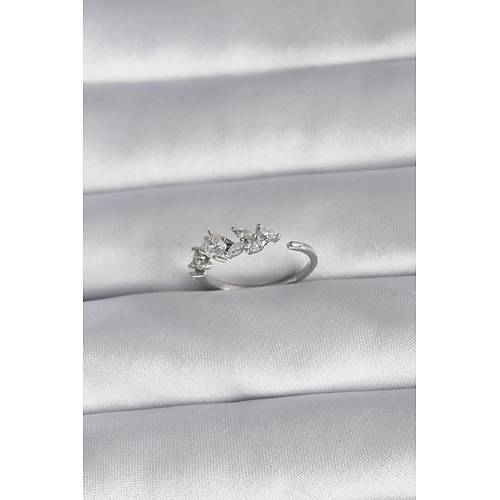 Pirin� G�m�� Renk Zirkon Ta�l� �i�ek Model Kad�n Y�z�k