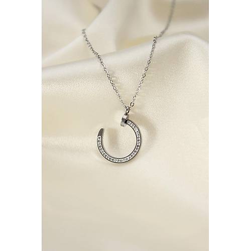 �elik Silver Renk Zirkon Ta�l� �ivi Model Kad�n Kolye