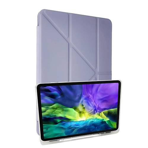 iPad 10.2 (8.nesil) K�l�f Kalemlikli Mars Tablet K�l�f� - Lila
