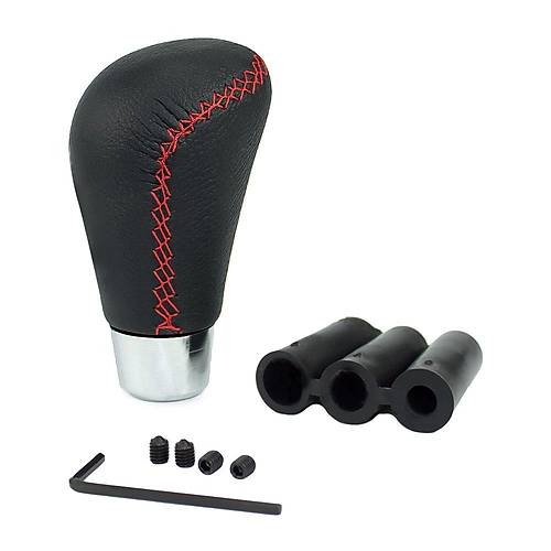 Diki�li Deri Vites Topuzu Oval Siyah K�rm�z�