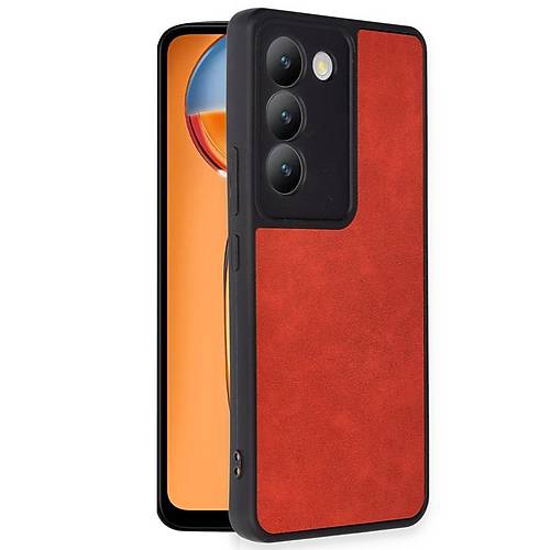 V30 Lite 4G K�l�f Aras Deri Kapak - K�rm�z�