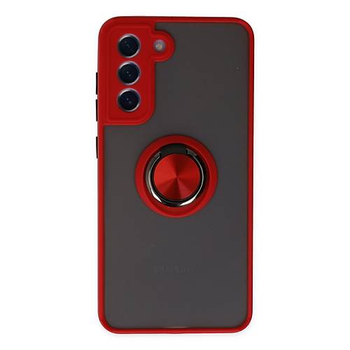 Galaxy S21 FE K�l�f Montreal Y�z�kl� Silikon Kapak - K�rm�z�