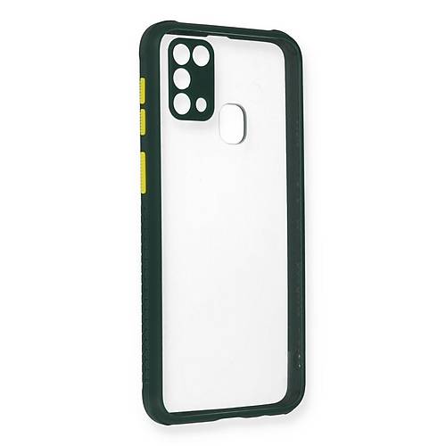 Galaxy M31 K�l�f Miami �effaf Silikon - Koyu Ye�il