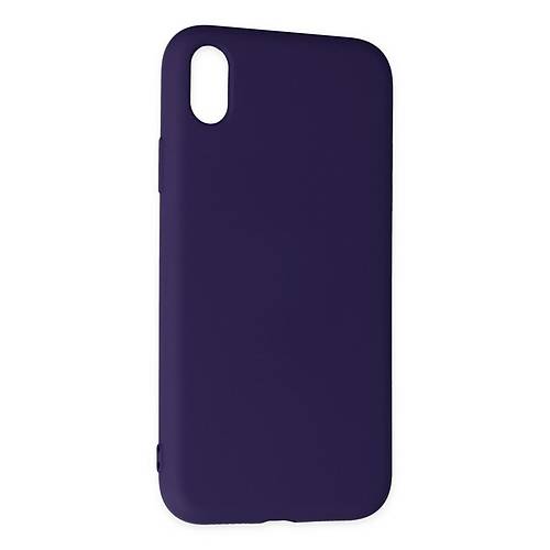 iPhone XR K�l�f Nano i�i Kadife Silikon - Mor