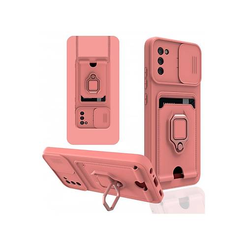 Galaxy A03S K�l�f Zuma Kartvizitli Y�z�kl� Silikon - Pembe