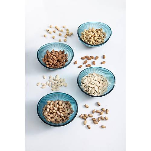 Akrilik Barok Aquamarin Oval 4'l� K���k Kase Seti & �erezlik & Sunumluk & �kraml�k (Cam De�ildir)