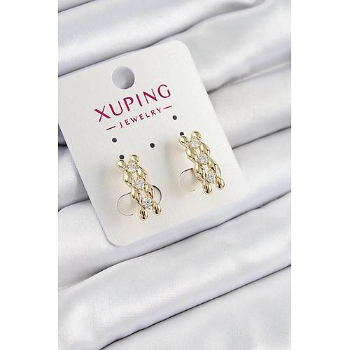 Xuping Zirkon Ta�l� S�ral� Damla Model Gold Renk Kad�n K�pe