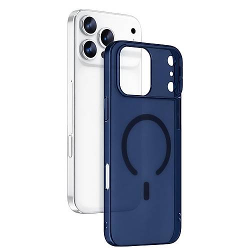 iPhone 17 Pro Combo Sert �effaf Magsafe Kapak - Mavi