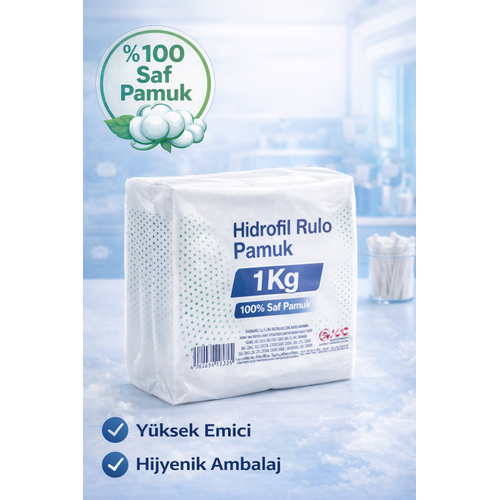 Hidrofil Rulo Pamuk 1 Kg Saf Pamuk Y�ksek Emici Medikal ve Kozmetik Kullan�m 1 ADET