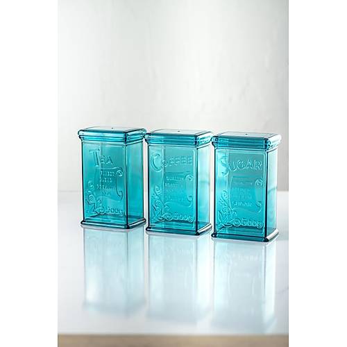 Akrilik Aquamarin �eker Kahve �ay Kavanozu 500 Ml (Vakum Kapak )