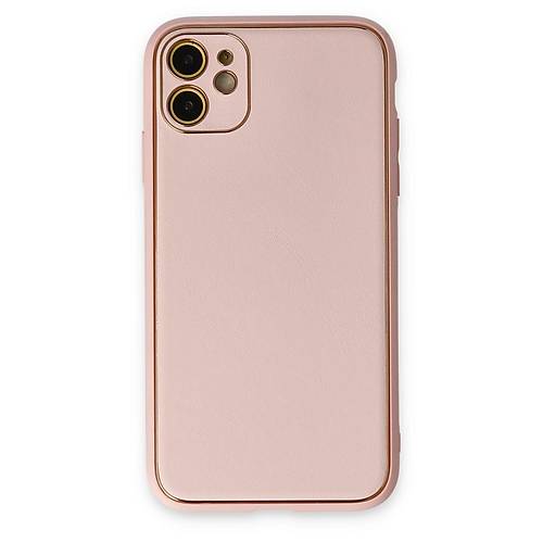 iPhone 12 K�l�f Coco Deri Silikon Kapak - Pudra