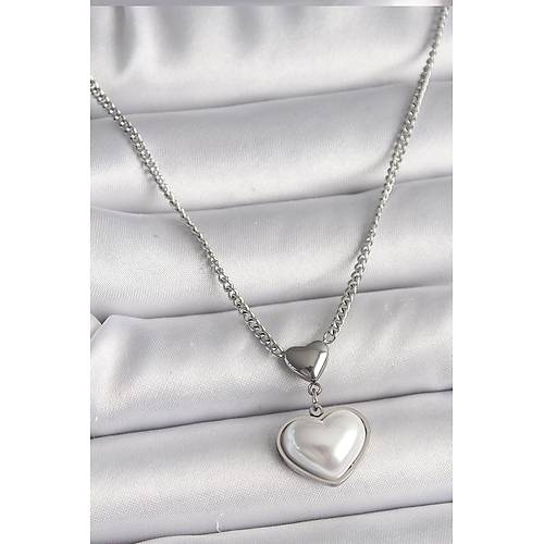 316L �elik G�m�� Renk Zincir 3D Kalp Model Kad�n Kolye